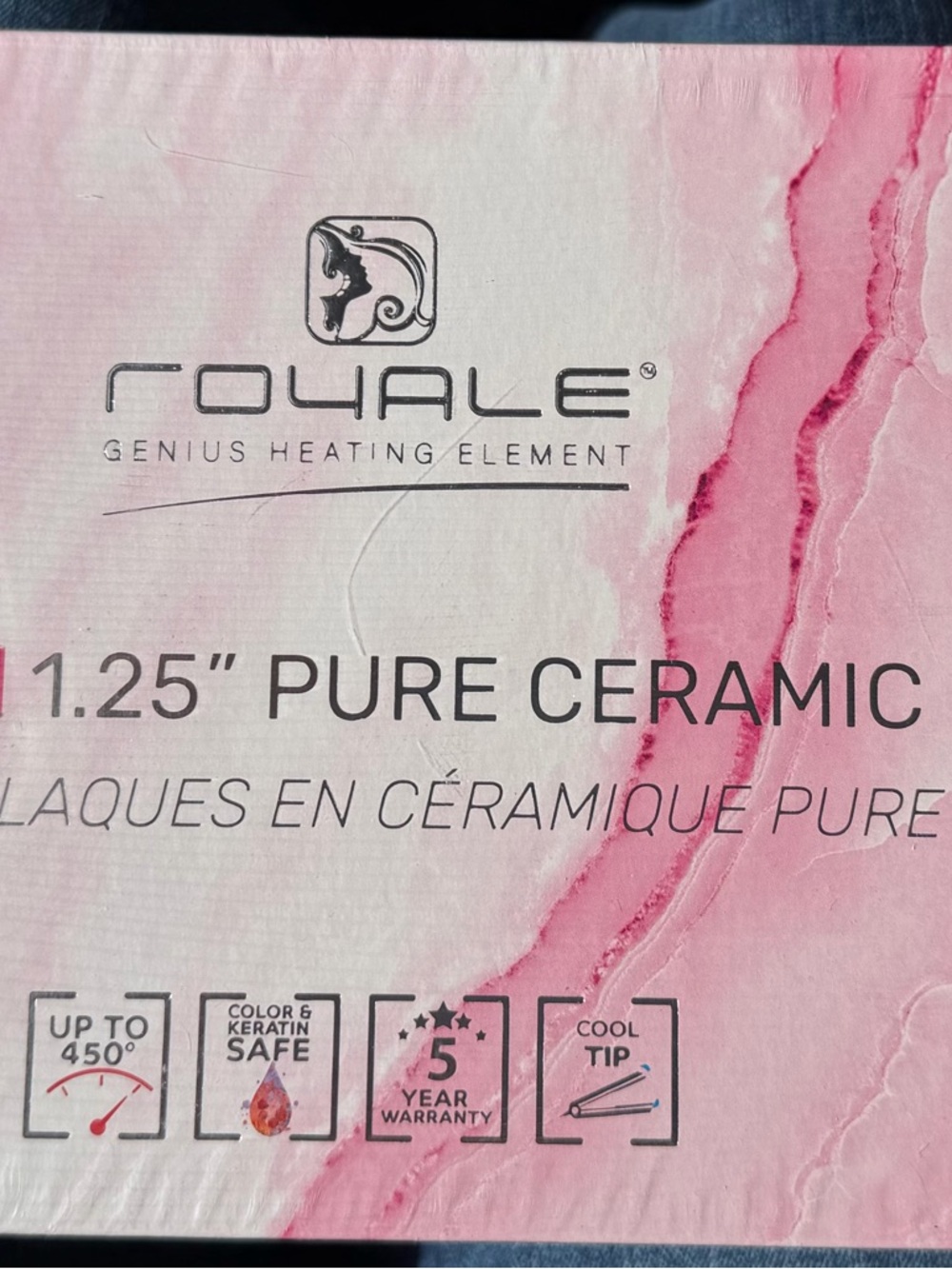Royale 1.25" Pure Ceramic Styling Iron (Pink Marble Packaging)